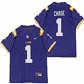 LSU Tigers 1 Ja'marr Chase Purple Nike College Football Jersey,baseball caps,new era cap wholesale,wholesale hats